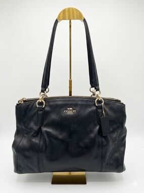 Coach Black Smooth Leather Christie Carryall Tote (Medium)